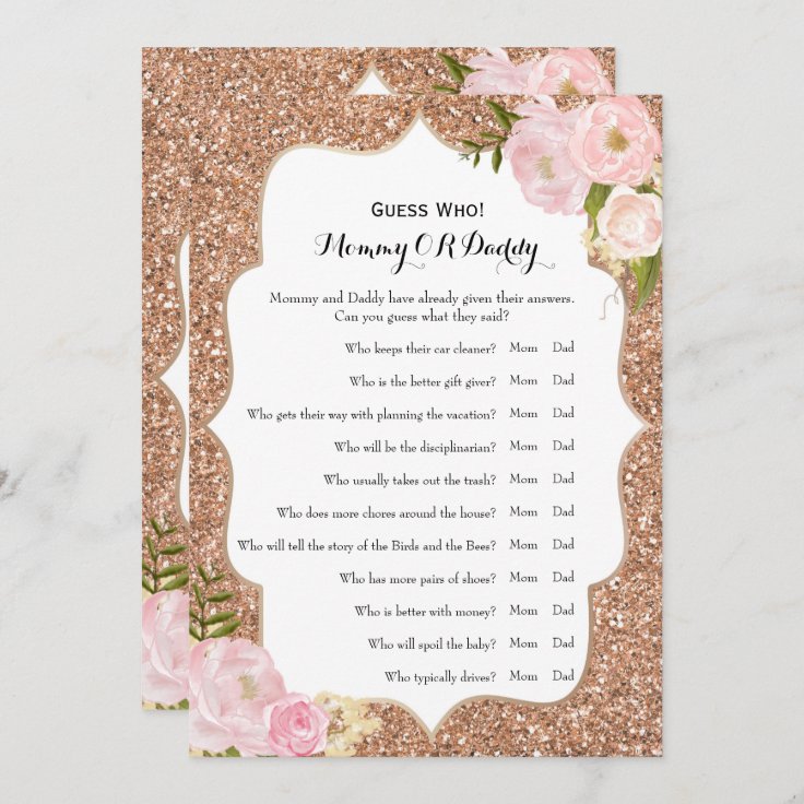 Double Side - Baby Shower Games Wishes | Guess Who Invitation | Zazzle