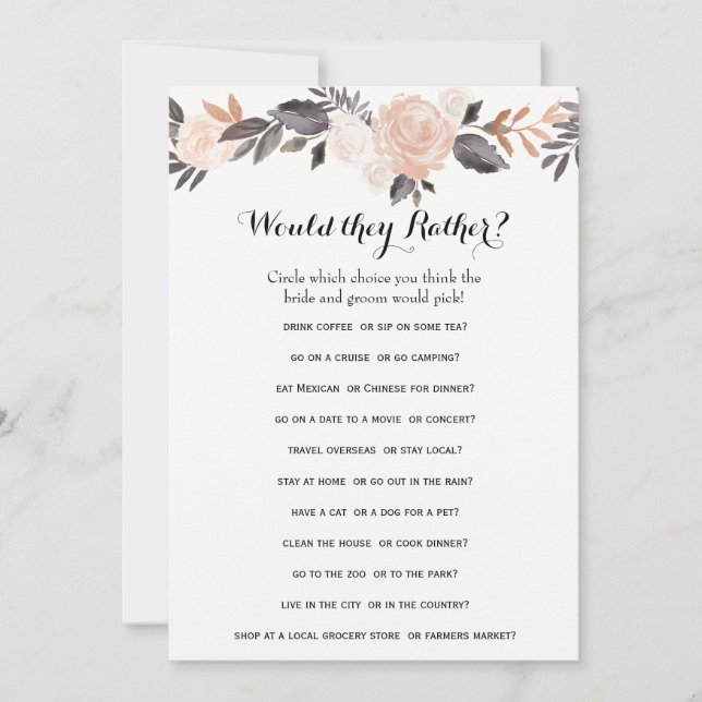 Double Side Bridal Shower Games- Groom Say| Rather (Front)
