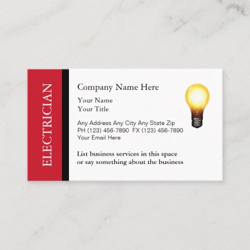 Double Side Electrician Business Cards