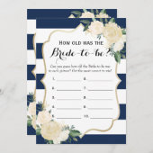 Double Side Floral Navy Bridal Shower Games Advice Card (Front/Back)