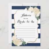 Double Side Floral Navy Bridal Shower Games Advice Card (Back)