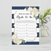 Double Side Floral Navy Bridal Shower Games Advice Card (Standing Front)