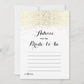 Double Side Gold Confetti Bridal Shower Games Advice Card (Back)