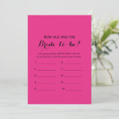 Double Side Hot Pink Bridal Shower Games Invitation (Standing Front)