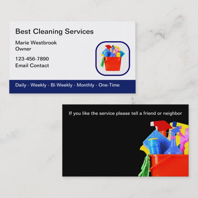 Double Side House Cleaning Service Business Cards (Front/Back)