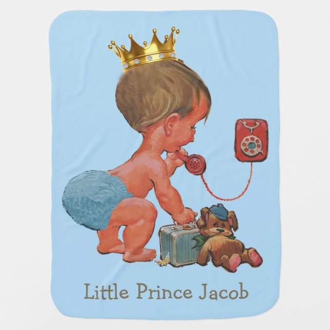 Double Side Print Baby Prince Phone Personalized Stroller Blanket (Front)