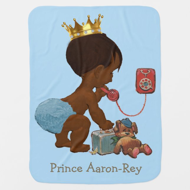 Double Side Print Ethnic Prince Phone Personalized Baby Blanket (Front)