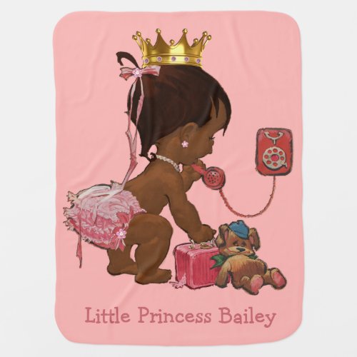 Double Side Print Ethnic Princess Personalized Receiving Blanket