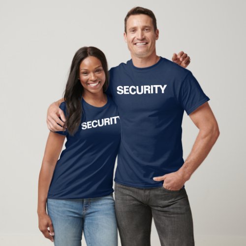 Double Side Print Mens Womens Unisex Security Navy T_Shirt