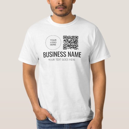 Double Side Print QR Code Logo Member Mens Work T_Shirt