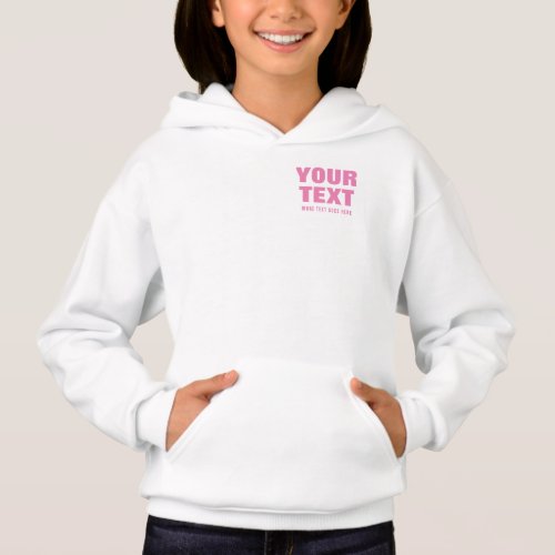 Double Side Printed Big Font Text Kids Girls White Hoodie