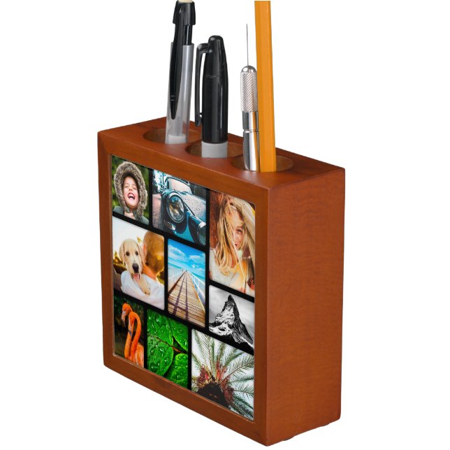 Double Sided 18 Photo Collage Template Pen Holder (In Situ)