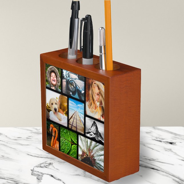 Double Sided 18 Photo Collage Template Pen Holder (Creator Uploaded)