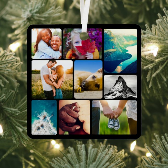 Double Sided 18 Photo Rounded Metal Ornament (Insitu)