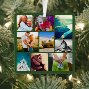 Double Sided 18 Photo Rounded Metal Ornament