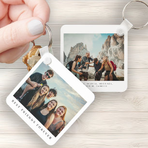 Double sided 2 photo best friends personalized keychain