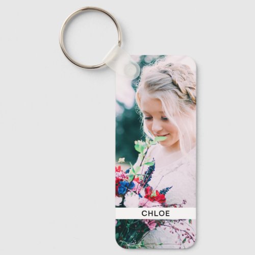 Double Sided 2 Photo  Name Metal Keychain