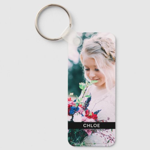 Double Sided 2 Photo  Name Metal Keychain