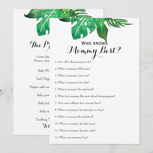 Double Sided - 2 x Baby Shower Games Invitation (Front/Back)