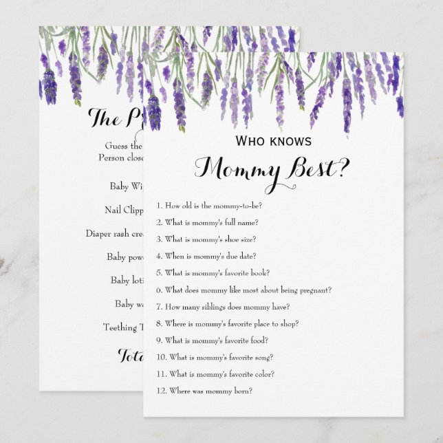 Double Sided - 2 x Baby Shower Games Invitation (Front/Back)