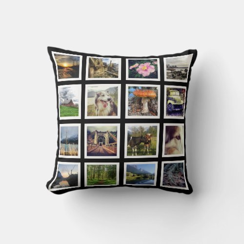 Double Sided 32 Instagram Photos Custom Pictures Throw Pillow