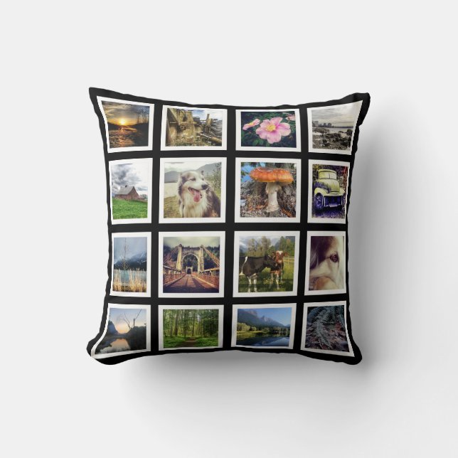 Double Sided 32 Instagram Photos Custom Pictures Throw Pillow (Front)