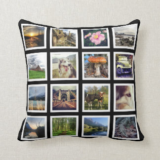 Double Sided 32 Instagram Photos Custom Pictures Throw Pillow