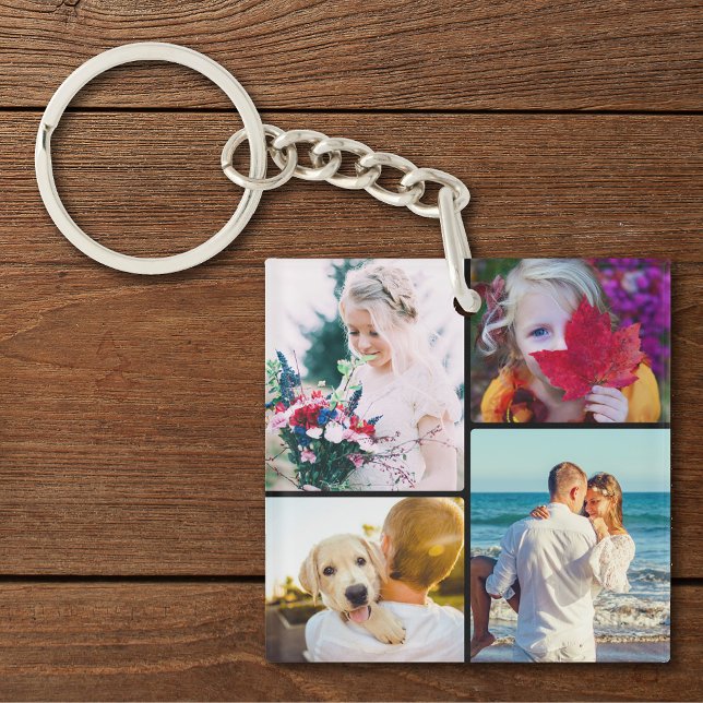 Double Sided 8 Photo Rounded Black Keychain (Creator Uploaded)
