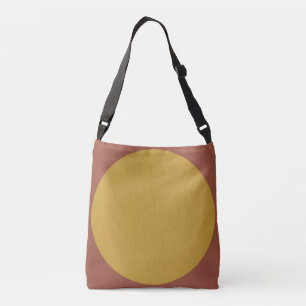 Double sided abstract art print yellow on brown crossbody bag