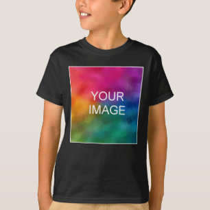 Double Sided Add Image Black Template Boys Kids T-Shirt