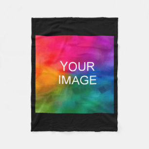 Double Sided Add Image Template Mens Basic Black Fleece Blanket
