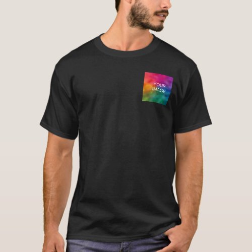 Double Sided Add Image Template Mens Basic Black T_Shirt