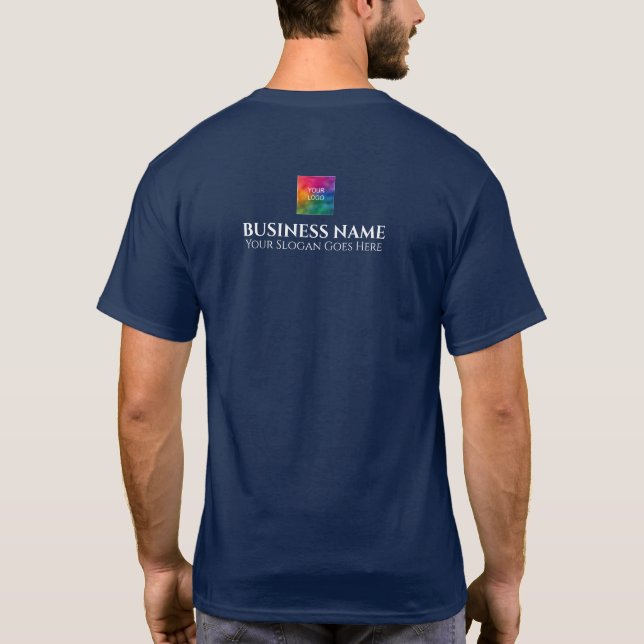 Double Sided Add Upload Business Company Logo Mens T-Shirt (Back)