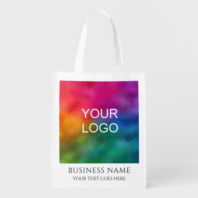 Double Sided Add Your Text Business Logo Here Grocery Bag (Front)