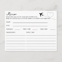 Double Sided Airplane Travel Themed Recipe Card
