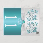 Double-sided Aqua and silver Floral Table Number (Back)