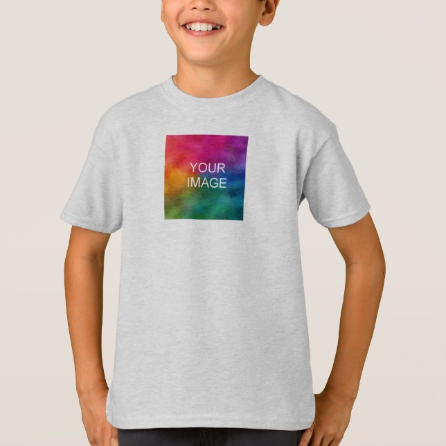 Double Sided Ash Template Add Photo Text Kids Boys T-Shirt (Front)