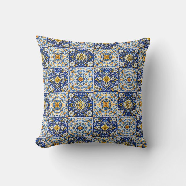 Double‑Sided Azulejo Cozy Pillow (Front)