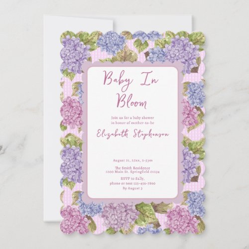 Double Sided Baby In Bloom Baby Shower Invitation
