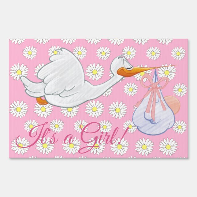 Double Sided Baby Shower Birth Announcement Sign (Front)