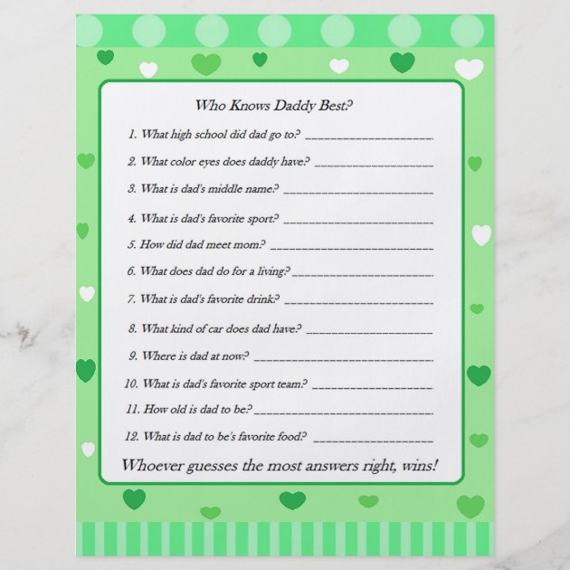 Double Sided Baby Shower Game BINGO/Daddy Flyer