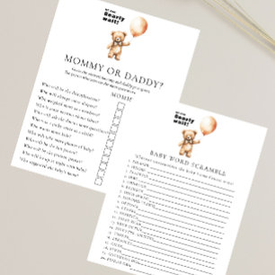 Double sided baby shower game flyer
