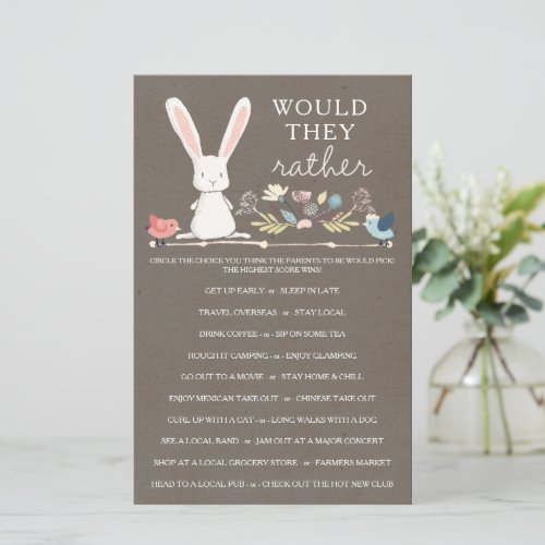 Double Sided Baby Shower Games A Little Bunny