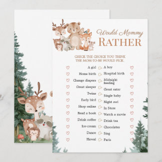 Double Sided Baby Shower Games Animals Woodland Invitation