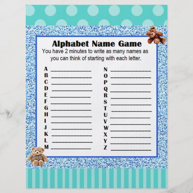 Double Sided Baby Shower Games Flyer