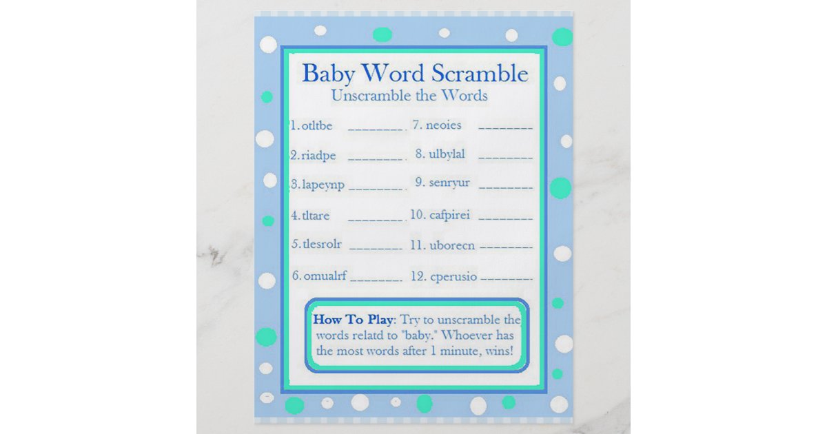 Double Sided Baby Shower Games Flyer Mimoprints