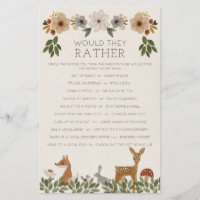 Double Sided Baby Shower Games Modern Woodland