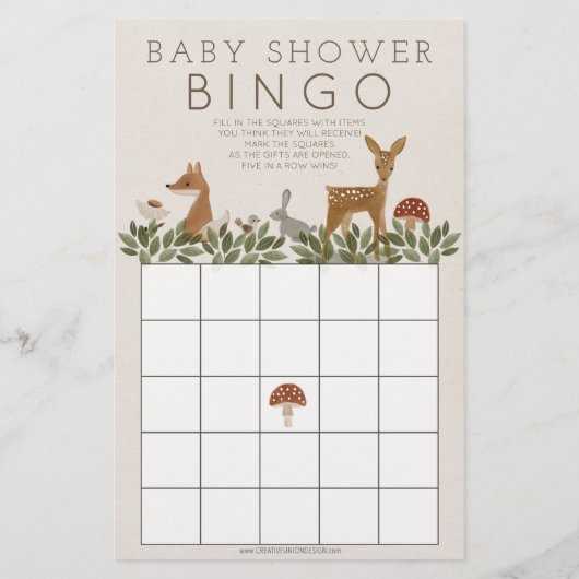 Double Sided Baby Shower Games Modern Woodland (Back)