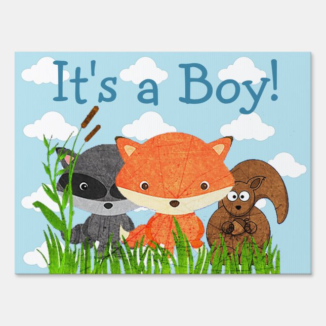 Double Sided Baby Shower is Here and Its a Boy! Sign (Front)