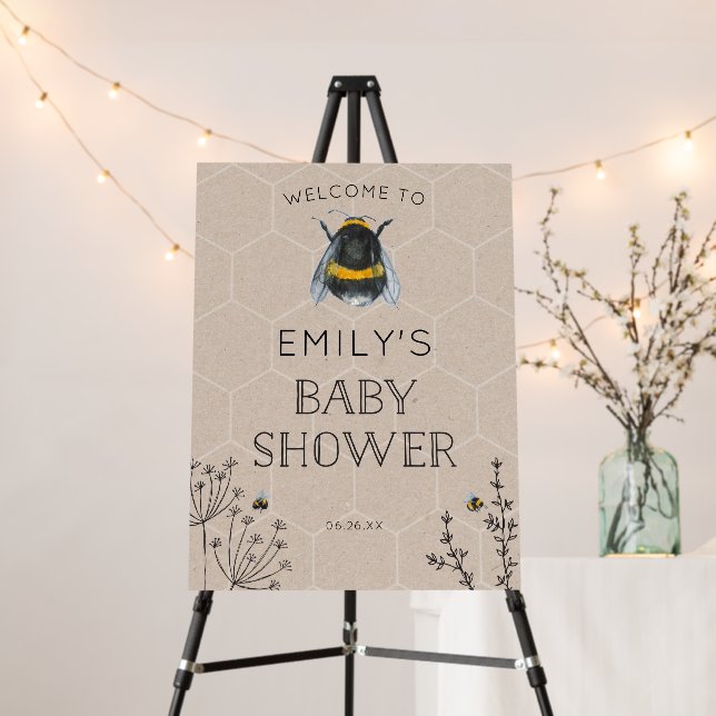 Double Sided Baby Shower Welcome and Favors Sign (In Situ (Stand))